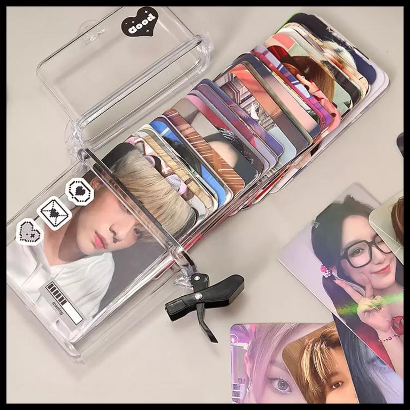 LOOOOPY TRANSPARAN PLASTIK PORTABEL KPOP PHOTOCARDS HOLDER KOTAK PENYIMPANAN KUNCI UANG BAHAN PLASTI