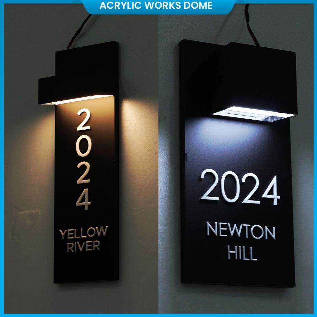 NEW Nomor Rumah LED Akrilik Papan Alamat Rumah Lampu Aesthetic Model Pilar