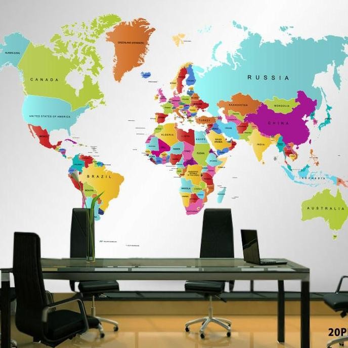 Wallpaper Dinding 3D Custom Peta Dunia (20-015)