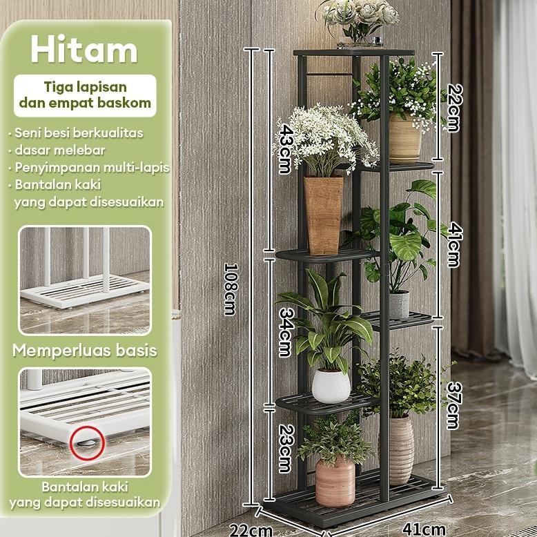 Rak Bunga Besi Rak Pot Bunga Rak Susun Penyimpanan Pot Bunga Besi Standing Pot Susun 3/6/8