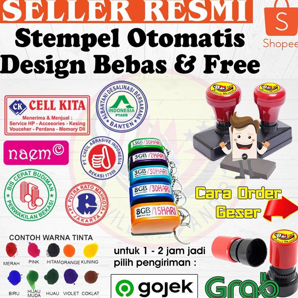 

NEW!!! Stempel Otomatis 2 warna design custom
