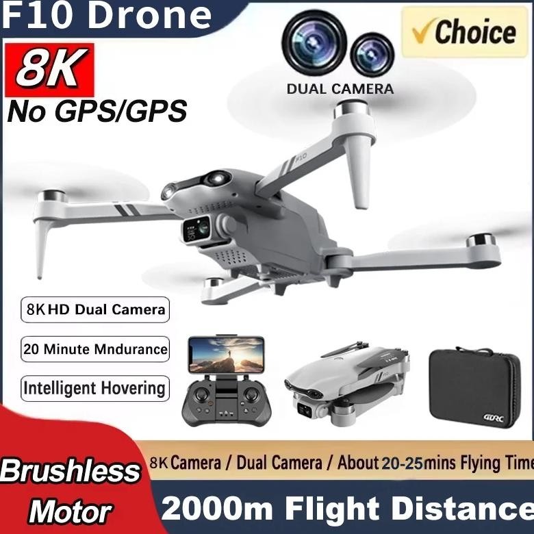 F10 Rc Drone 8K Professinal With 1080P Wide Angle Dual Hd Camera 4K Brushless Foldable Rc Helicopter