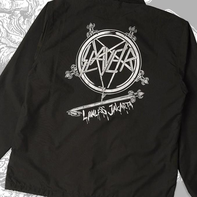 windbreaker jacket LAWLESS x SLAYER Pentagram Murah