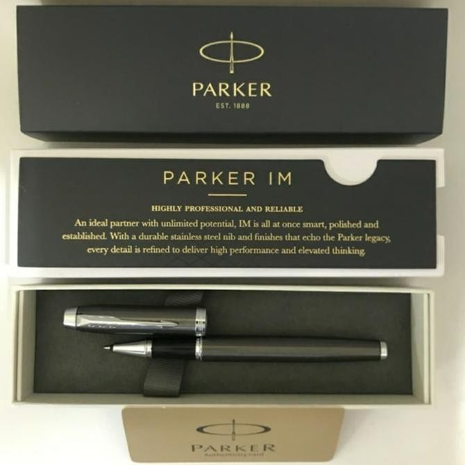 

Pen Parker IM New Dark Esprs CT RB HD TB Roller Ball Klip Silver Kualitas Original