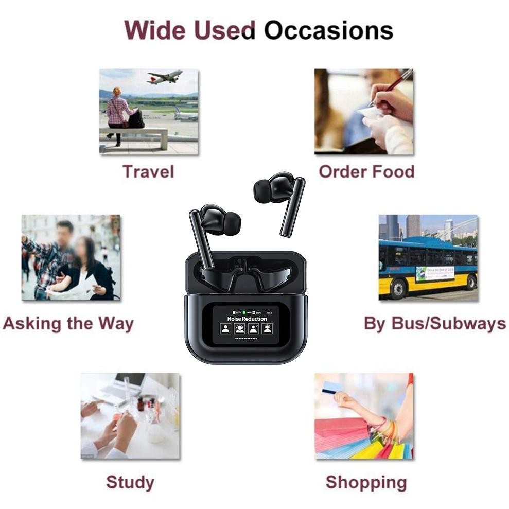 

144 Languages Real Time Translator Earbuds ANC Noise Cancelling Wireless BT 5.4 Translator Headset for Sports Business Travel