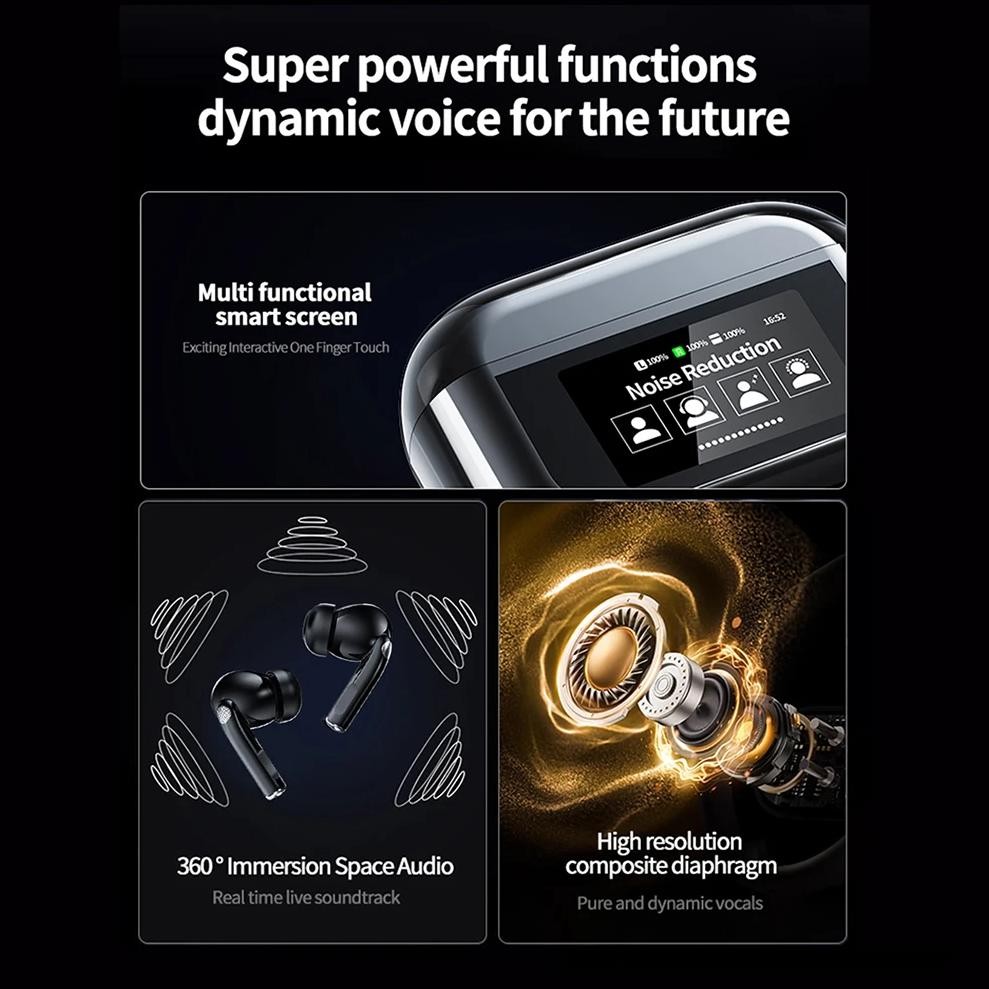 

Wireless BT 5.4 Translation Earphones Smart Touch Screen Housing 144 Languages Two-Way Translator Earbuds for Business Travel