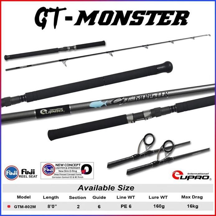 

Terlaris Eupro Joran Pancing Spinning Gt Monster 240Cm Pe 6 Carbon Cross Wrap Full Fuji Cocok Untuk Popping