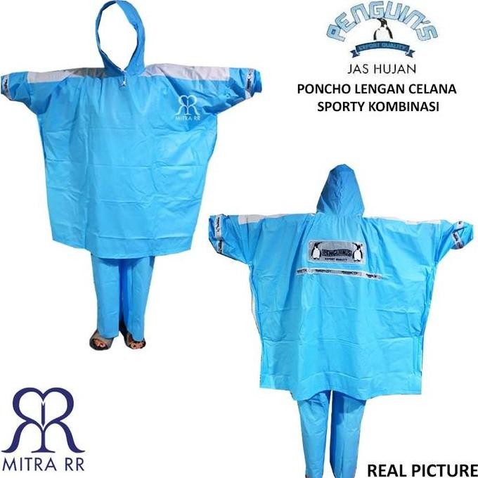 Miliki Jas Hujan Ponco Lengan Celana Penguins Sporty Kombinasi Poncho Batman