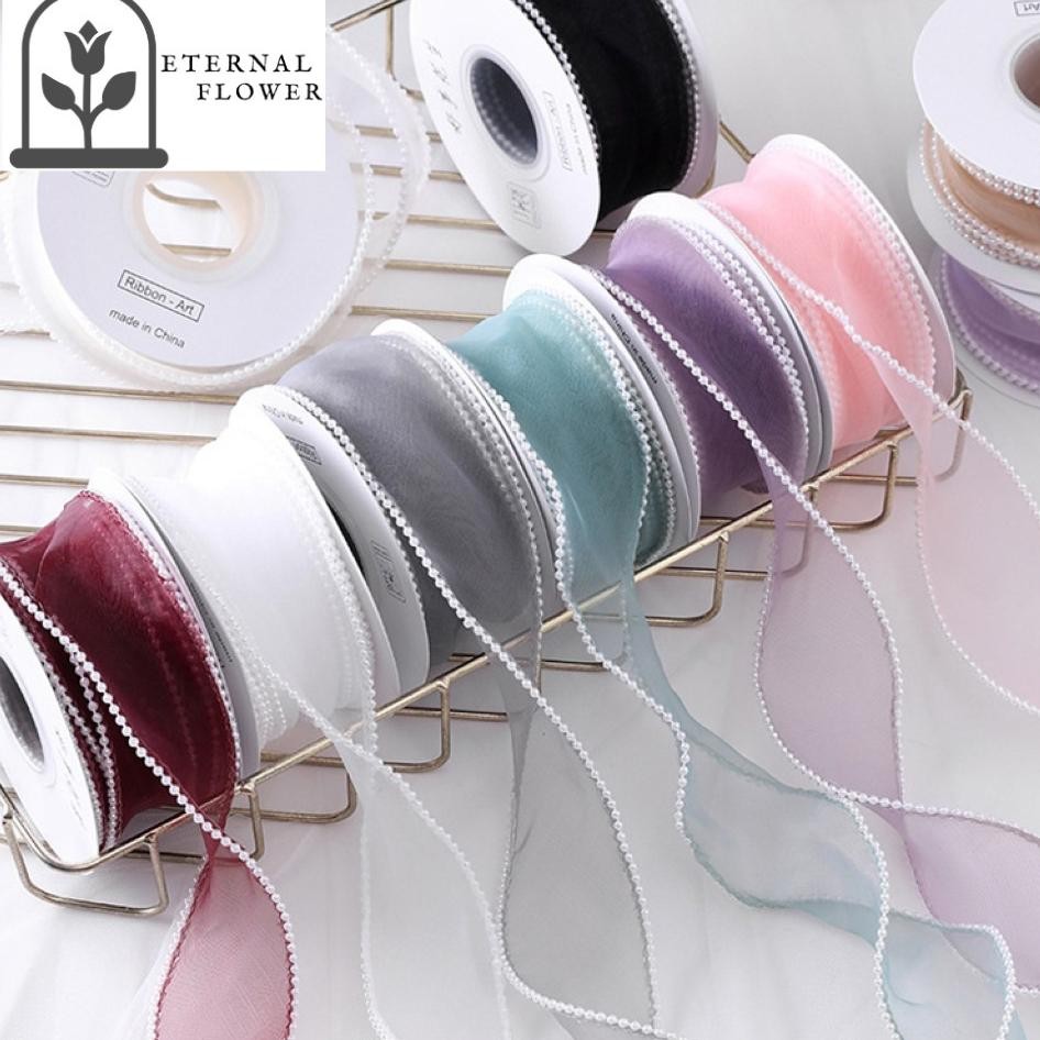 

1Roll Pita Ribbon Pearl Edge Pinggir Mutiara Koreapita Organza