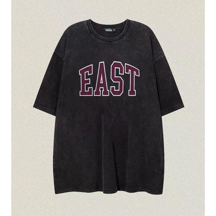 TenangMurah Kaos Cowok Distro Original 100% | Washed Tshirt Oversize Jumbo | English EAST Print | Ka