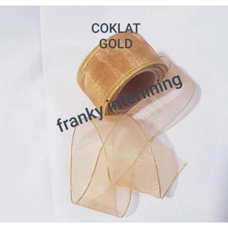 

Pita Organdi List Mas Lebar 4Cm Isi 18Meter Per Roll