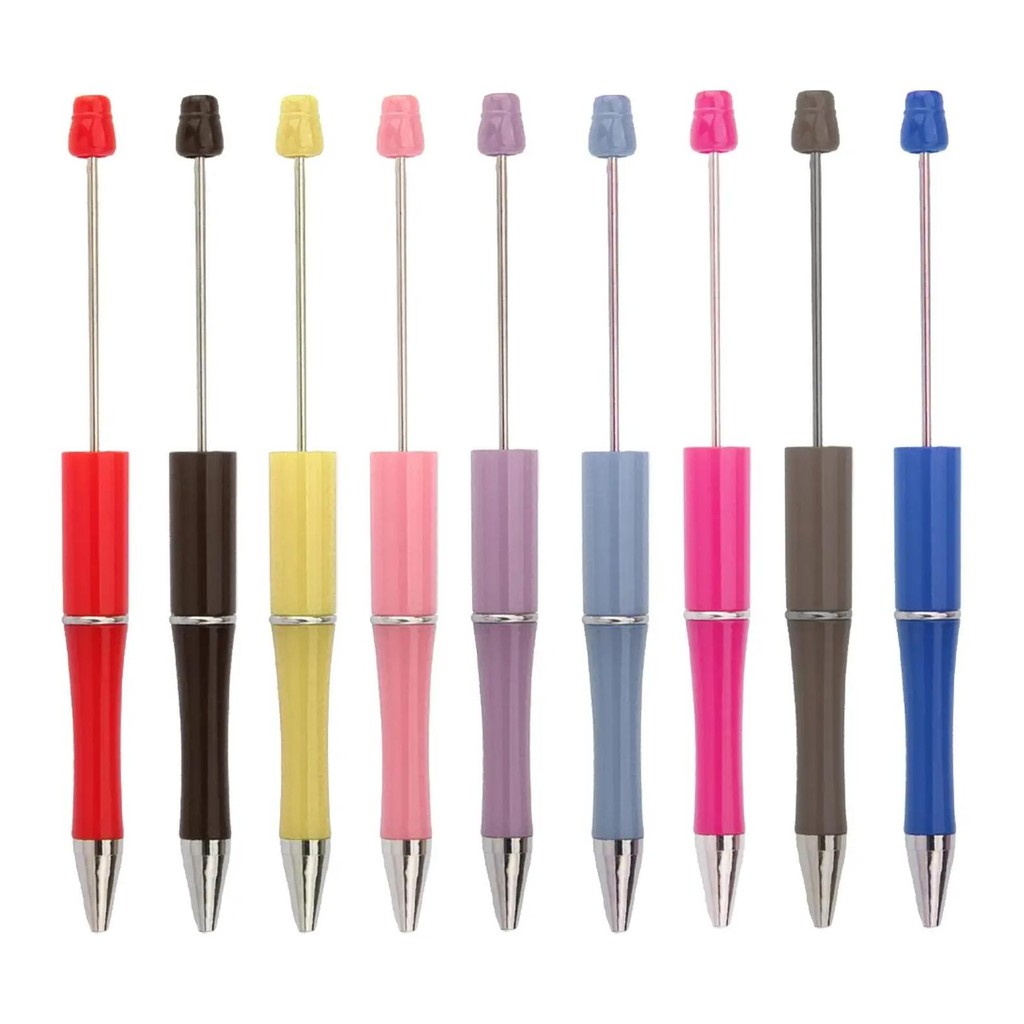 

10 Pieces Bead Ballpoint Pens Cute Black Ink School Writing Supplies Beadable Pens For Drawing Office Teacher Students Classroom