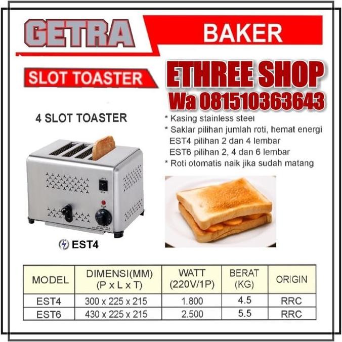Getra Est4 - Est 4 - Toaster - Pemanggang Roti 4 Slot - Praktis