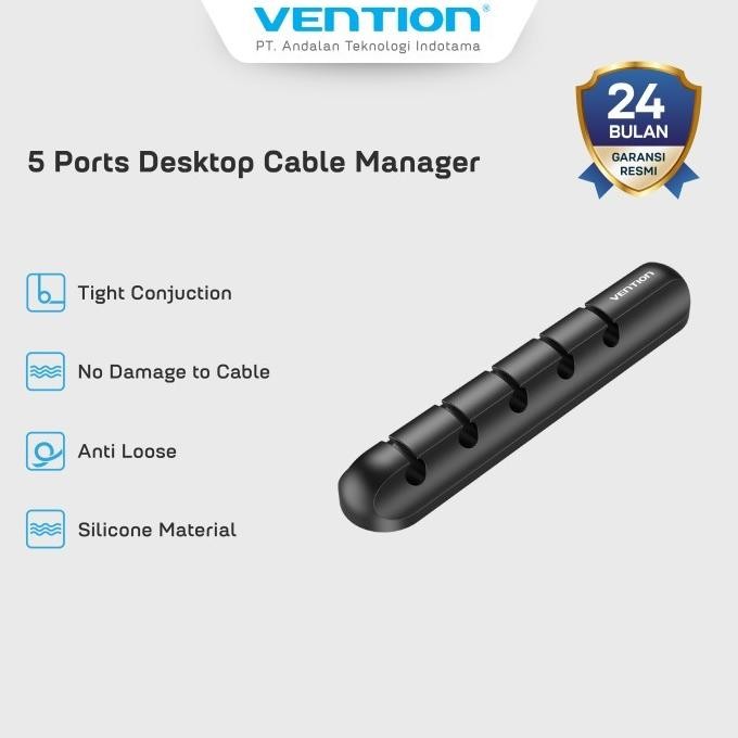 

Vention Kabel Manager Organizer Cable Clips Holder For Dekstop 5 Line Ports - KBR