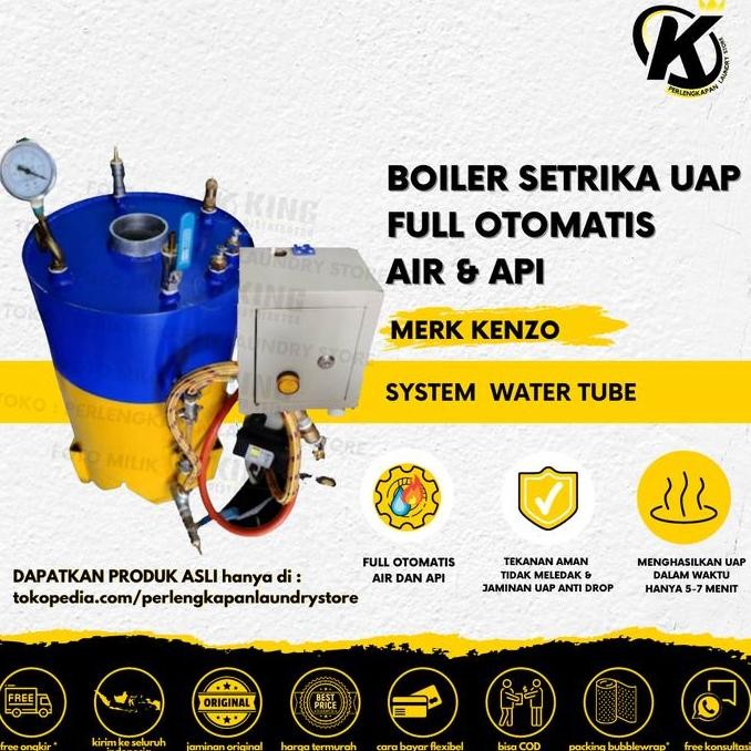 Tersedia Boiler Setrika Uap Full Otomatis Air & Api KENZO