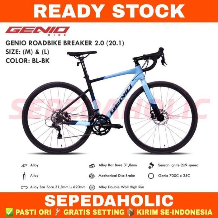 Sepeda Balap Roadbike Genio Breaker 2.0 By United Road Bike Alloy 18 Speed Rem Cakram Garansi Resmi 