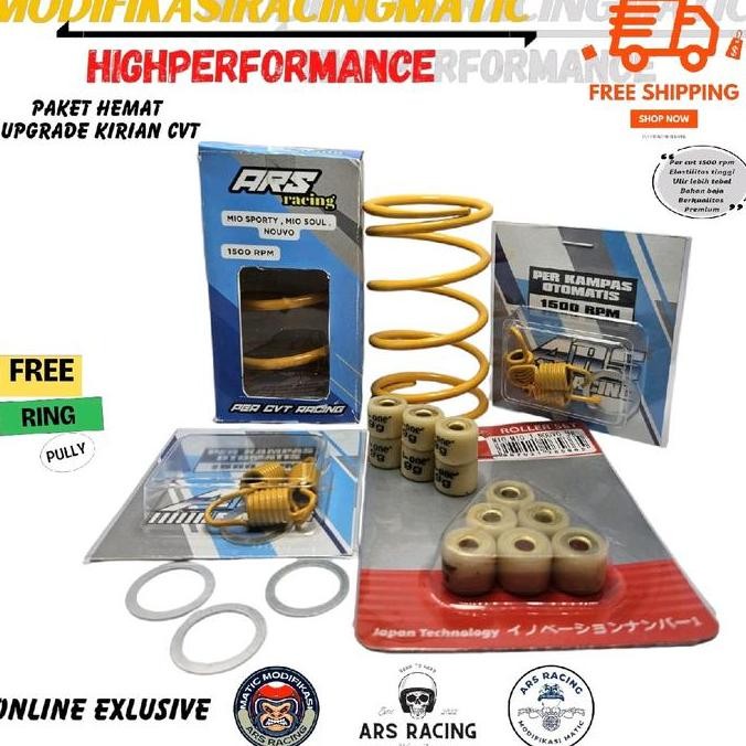 PAKET FULL UPGRADE CVT MIO MIO SPORTY MIO SMILE MIO GARNIS NOUVO 1500 RPM PER CVT RACING ROLLER DAN 