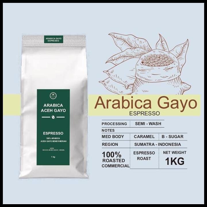 

Terlaris Biji Kopi 100% Arabica Aceh Gayo Roasted Commercial 1Kg - Espresso Good Quality