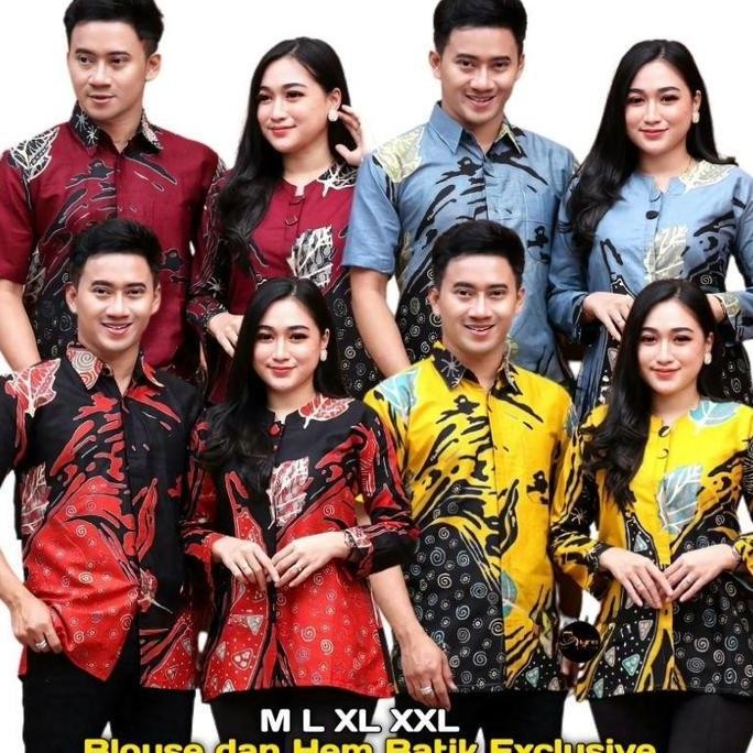 Batik Couple Blouse Batik Kemeja Batik Lengan Pendek M L Xl Xxl