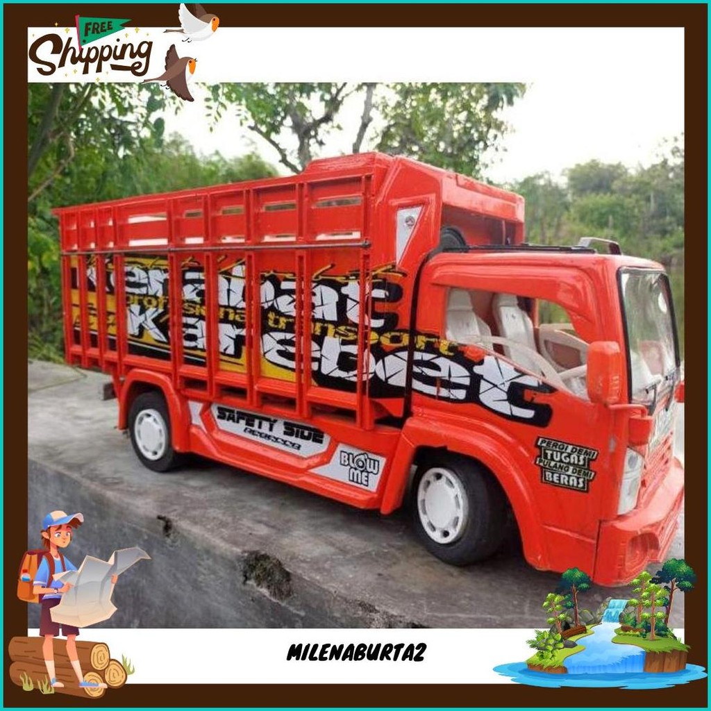 Miniatur Truk Oleng New Trending Topik Warna Merah Mainan Anak-Anak Kekinian Mainan Mobil Oleng Asli