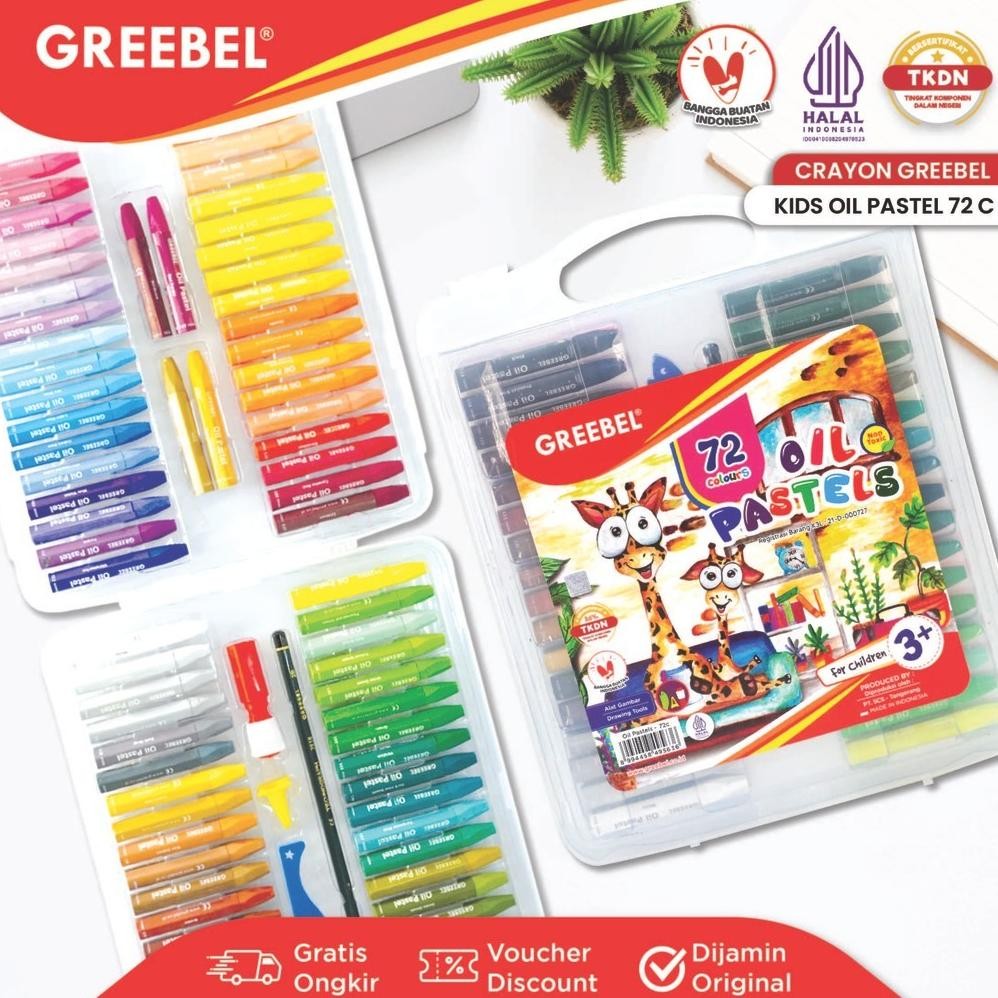 

LINDU GREEBEL Crayon Krayon 72 Warna KIDS Oil Pastel / Crayon 72 Warna (KOP72) Crayon Set Greebel Mewarnai