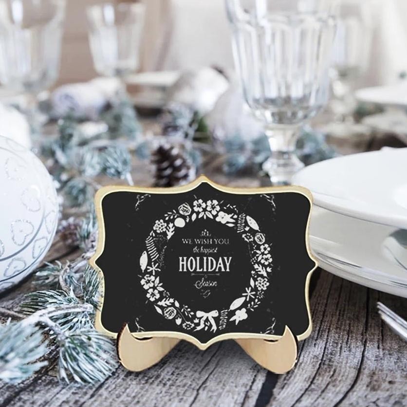 

10PCS Papan Tulis Kapur Kecil 10x7.6cm Standing Mini Chalkboard Set Papan Kapur Menu Cafe Standing Papan Tulis Kapur Wood Tripod Easel Kaki Papan Tulis