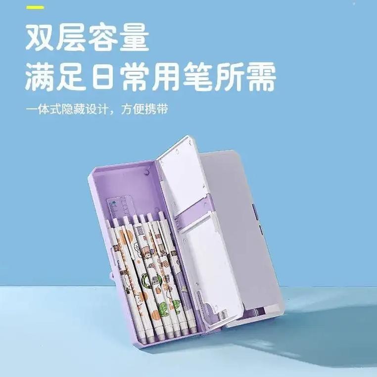 

Tempat Pensil 2IN1 Multifungsi Dengan Tatakan Buku dan Papan Tulis Praktis / Kotak Pensil Lipat Tempat Penyimpanan Alat Tulis Anak Sekolah / Pencil Case Book Holder Import