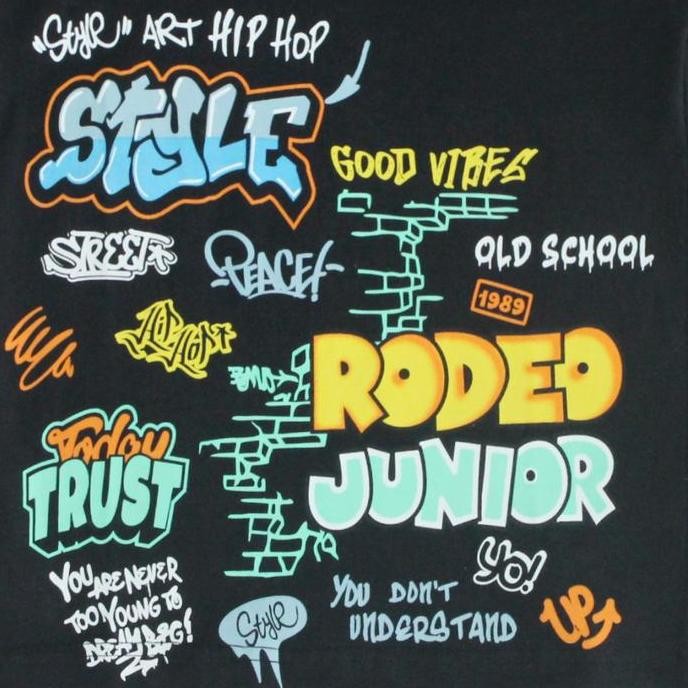 Grosir Tshirt/ Kaos Anak Laki Hitam/ Rodeo Junior Colors Print