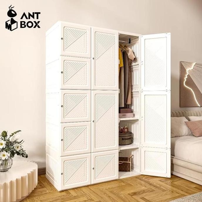 ANTBOX Lemari Pakaian Putih Susun Plastik Minimalis Lemari Baju
