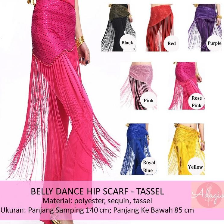 READY STOK Belly Dance Tassel Hip Scarf Sabuk Pinggul Tari Perut Rumbai Rok India Tribal Aksesosir M