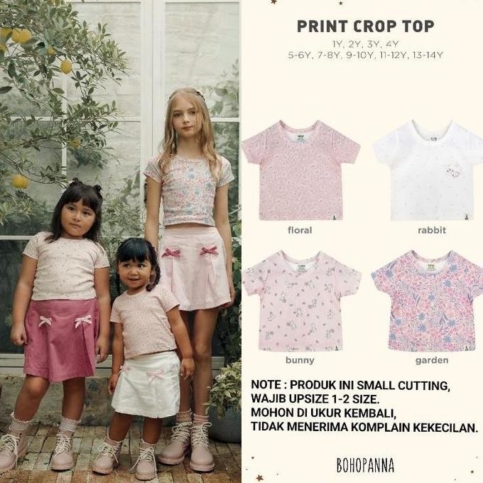 Bohopanna - Print Crop Top Small Cutting Bohopanna -Baju Size Kecil Harus Upsize - Baju Anak - Atasa