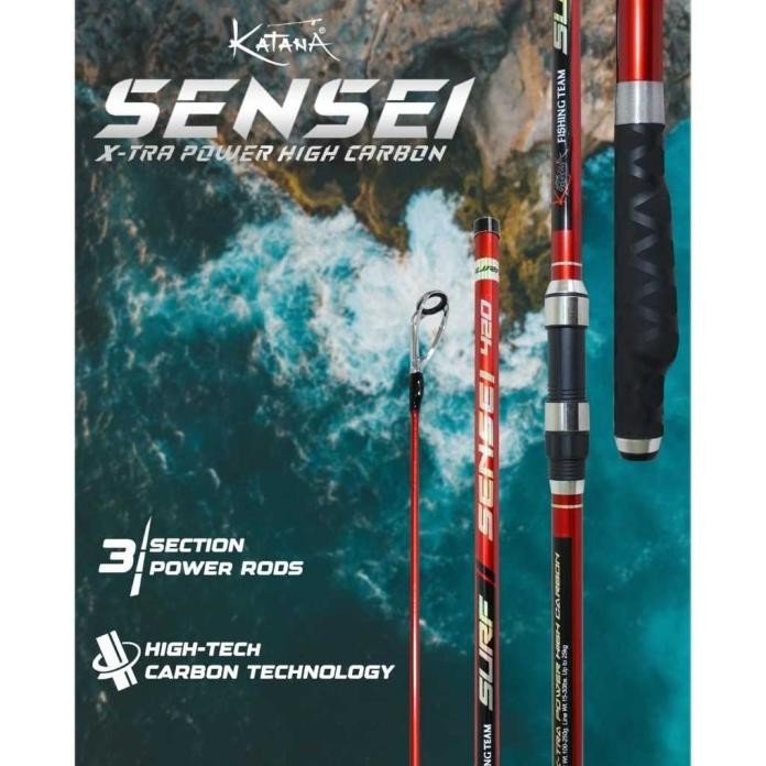 

Terlaris Joran Pancing Katana Casting Surf Sensei Sambung 3 Panjang 420Cm Bahan Carbon Hollow Dengan Line Wt. 15-30Lb, Up To 25Kg