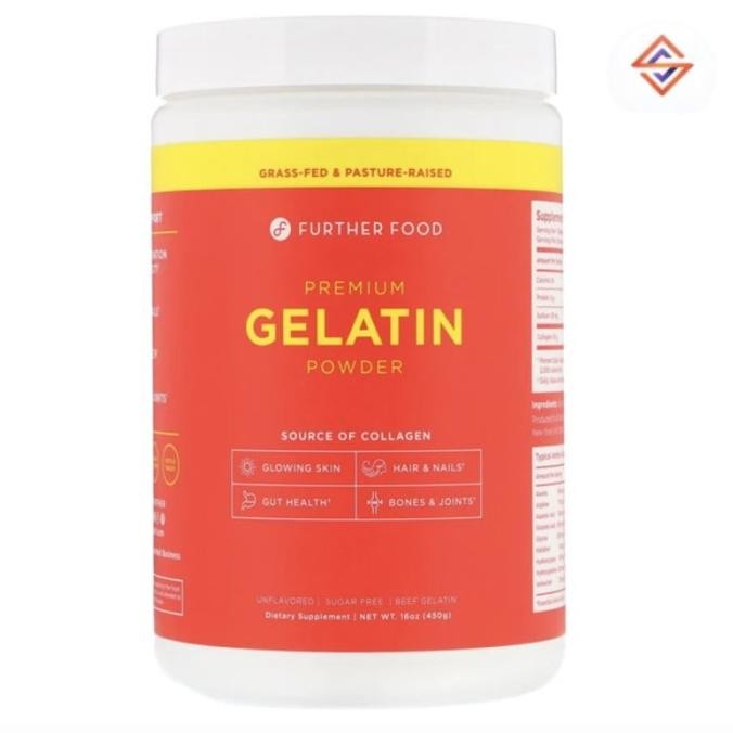 

Further Food Premium Gelatin Powder Unflavored 16 Oz 450 G Original Produk