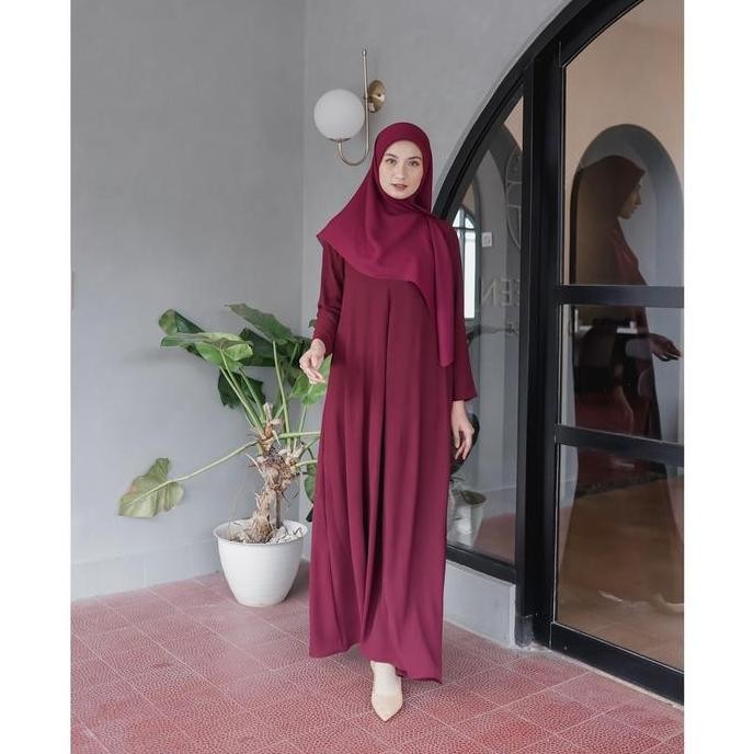 DRESS ABAYA CRINKLE PUTIH / FASHION MUSLIM / DRESS MUSLIM WANITA /