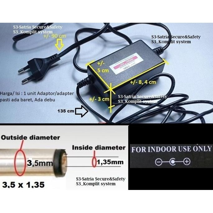 Adaptor 12V 2A 3.5 x 1.35 mm jek DC 3,5 x 1,35 adapter 12 V 2 A 3,5mm murah