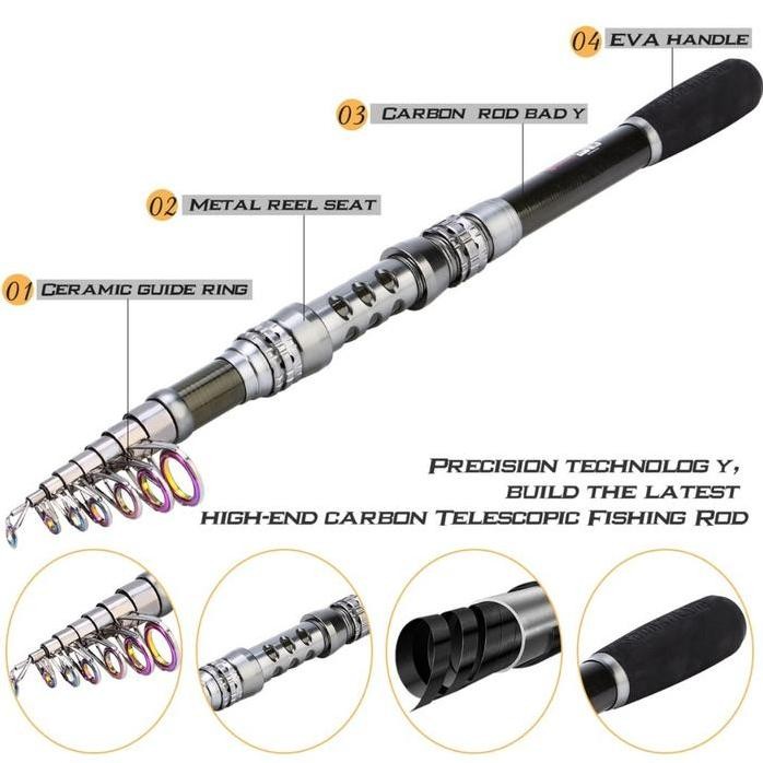 

Terlaris Sougayilang Joran Pancing 1.8-3.3M Carbon Ultralight Teleskopik Joran Kursi Gulungan Logam