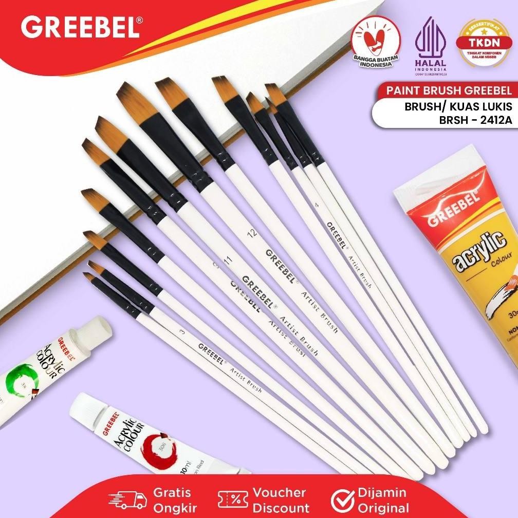 

LINDU GREEBEL Kuas Lukis Brush Paint Set / Kuas Melukis (2412A)