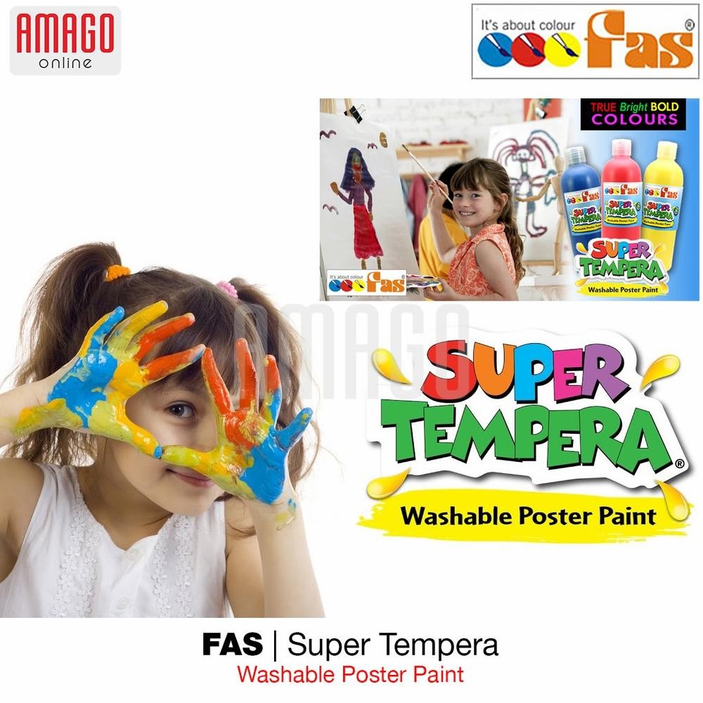 

KA FAS Super Tempera Primary Colour Set - Paket 5 Warna Dasar Cat Lukis Sekolah - 5 x 100 ml