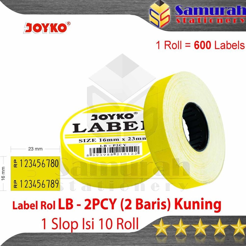 

KA Kertas Label Rol 2 Baris Joyko LB-P2CY Kuning Per Slop Isi 10 Rol @ 600 Labell / Labels 2 Line Yellow LB P2CY