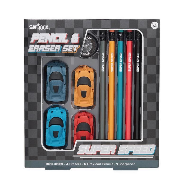 

Smiggle Super Speed Pencil & Eraser Set - IGL470153BLK