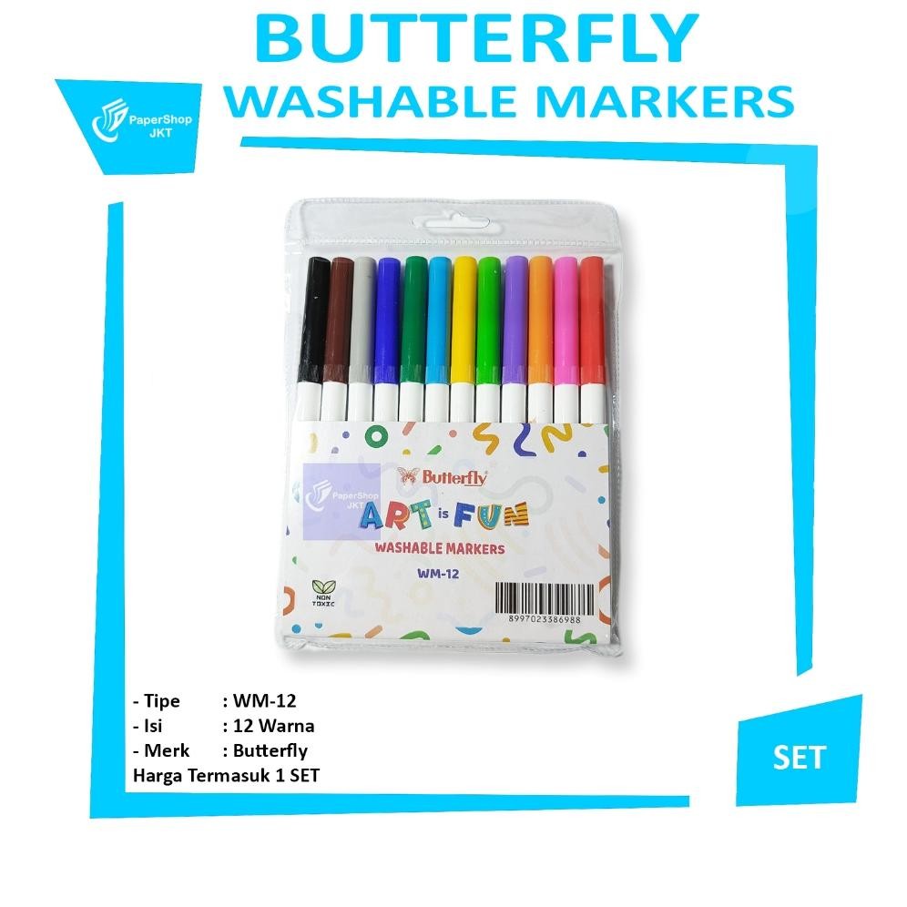 

BUTTERFLY - Washable Markers WM12 - SET