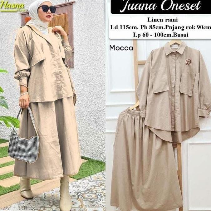 FASHION MUSLIM, ONE SET, SETELAN ROK. PAKAIAN WANITA, JUANA ONE SET
