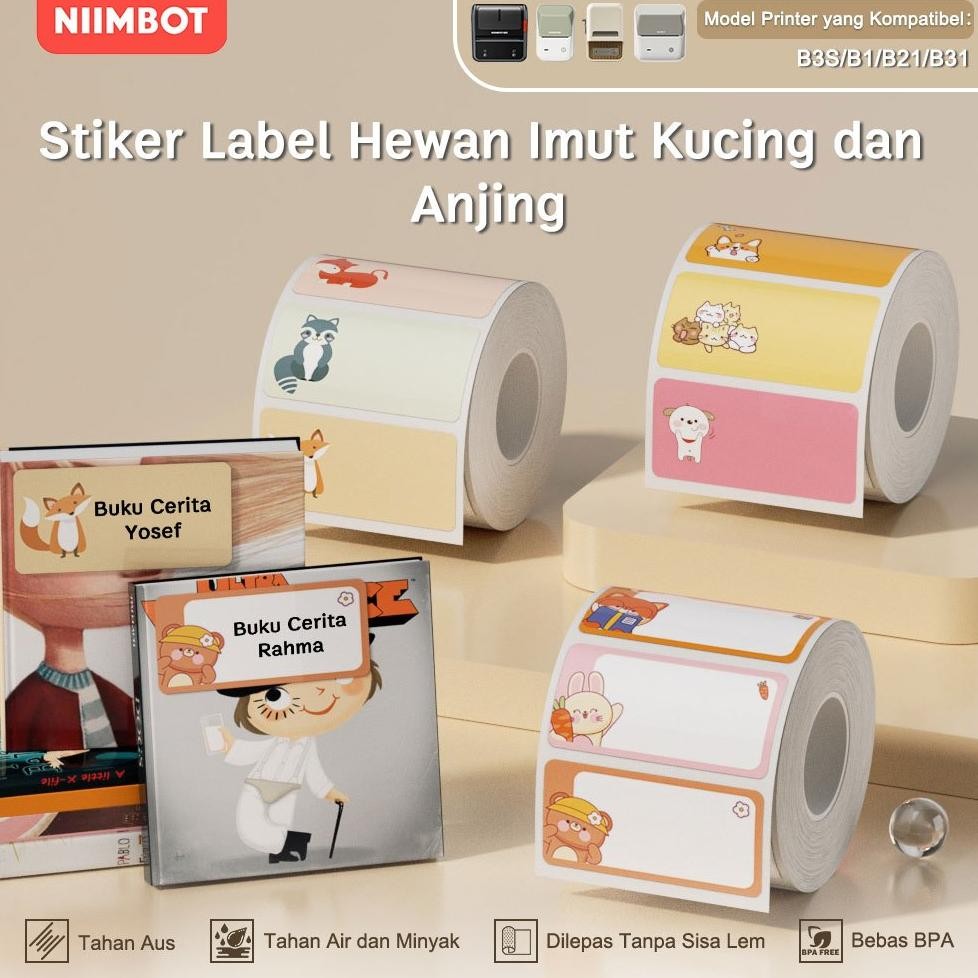

LINDU NIIMBOT B21/B1/B3S Stiker Kartun Seri Gambar Kucing dan Anjing, Tahan Panas dan Minyak, Stiker Nama