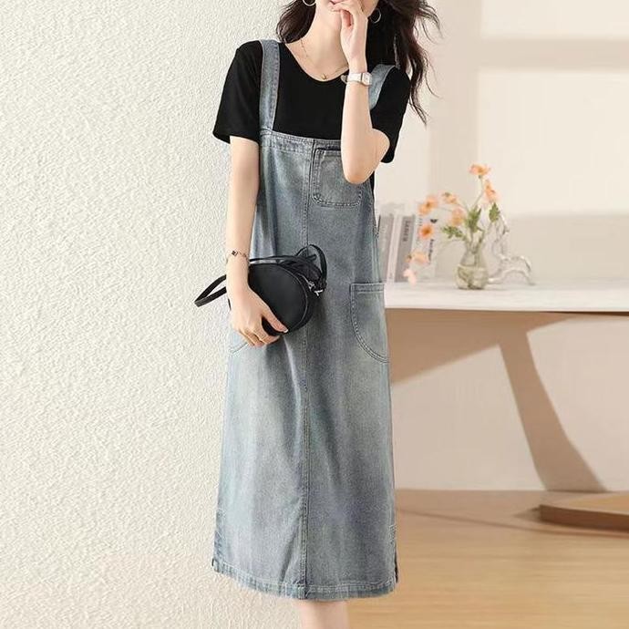 Grosir Rok Jeans Korean Style Overall Wanita Jumpsuit Overall Pita Belakang Overall Vintage Baju Kod