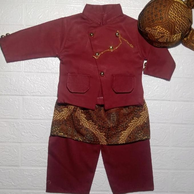 Tersedia BISA COD //Realpict // free blangkon // setelan beskap anak dan bayi cowok UMUR 0 bln -10 t