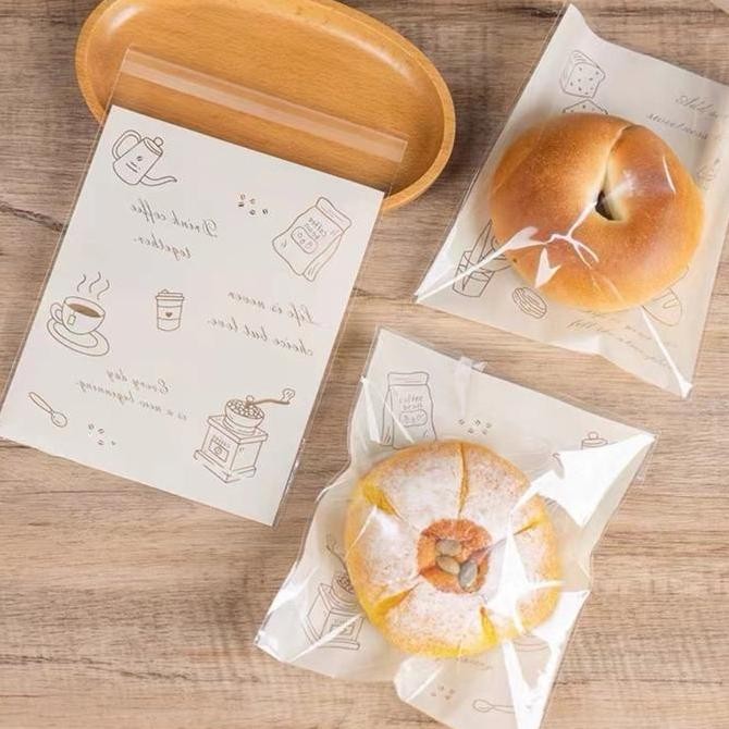 

ready Plastik OPP Roti Manis Motif Tebal Kue Plastik Donat 15x18+lem 100pcs