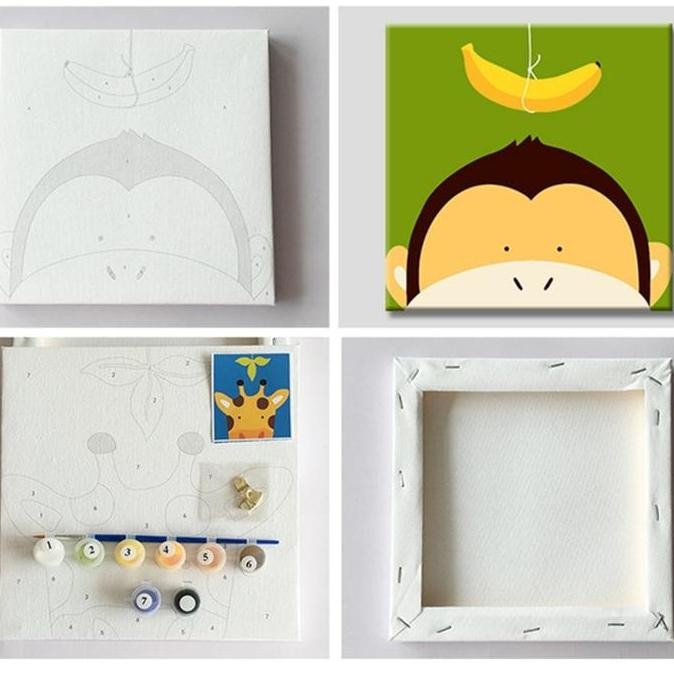 

ready !!! Painting by Number Children Canvas Animal / Set Kanvas Lukis Hewan Anak Belajar / Mewarnai Nomor Hewan Set Hadiah