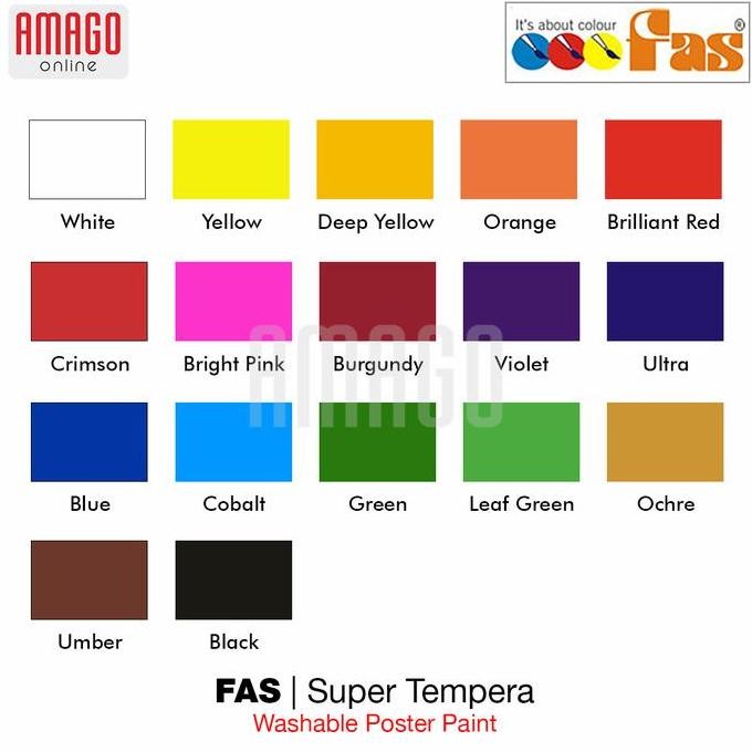 

ready !!! Cat Poster Sekolah FAS Paint Super Tempera Washable - 500 ml - Satuan - Pilih Warna - Stationery
