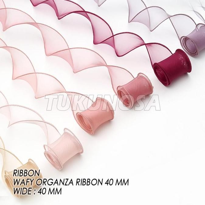 

ready GOOD QUALITY WAFY ORGANZA RIBBON 40 MM / ROLL - PITA KADO PITA ORGANZA