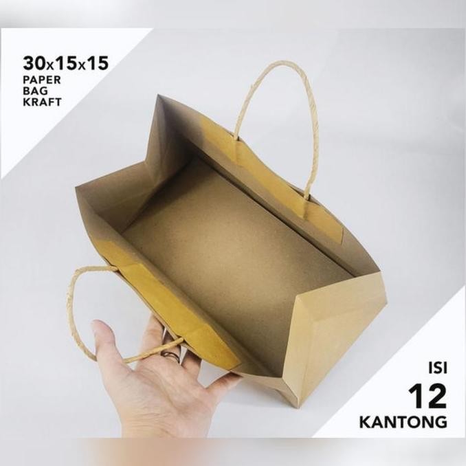 

ready Paper Bag Coklat Kraft Polos / Brownies Medium uk 30 x 15 x 15 cm